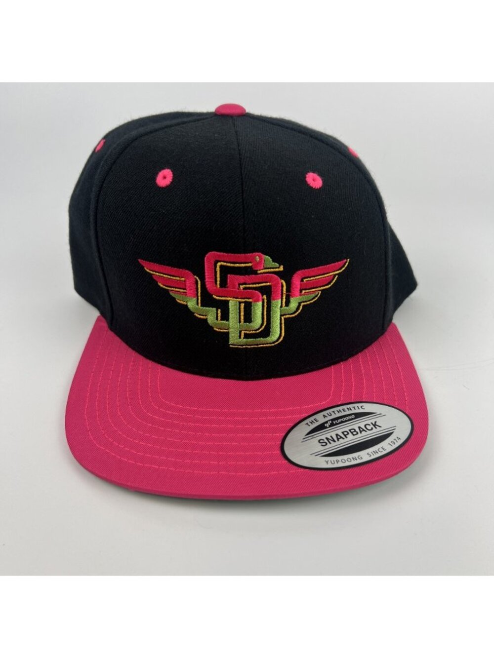 San Diego Padres Wings Logo Snapback Hat Pink Black Yupoong NEW